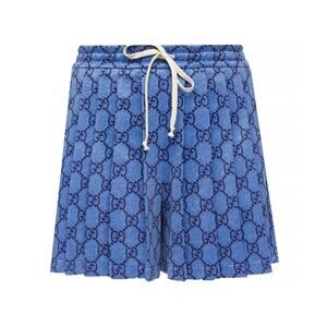 Gucci Blue GG Technical Jersey Pleated Shorts - Size S